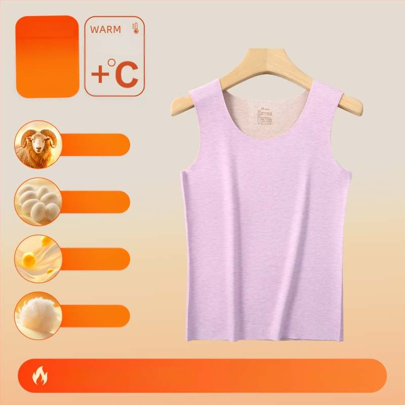 Vestă termică din material acrilic, cald, fără cusături, guler rotund