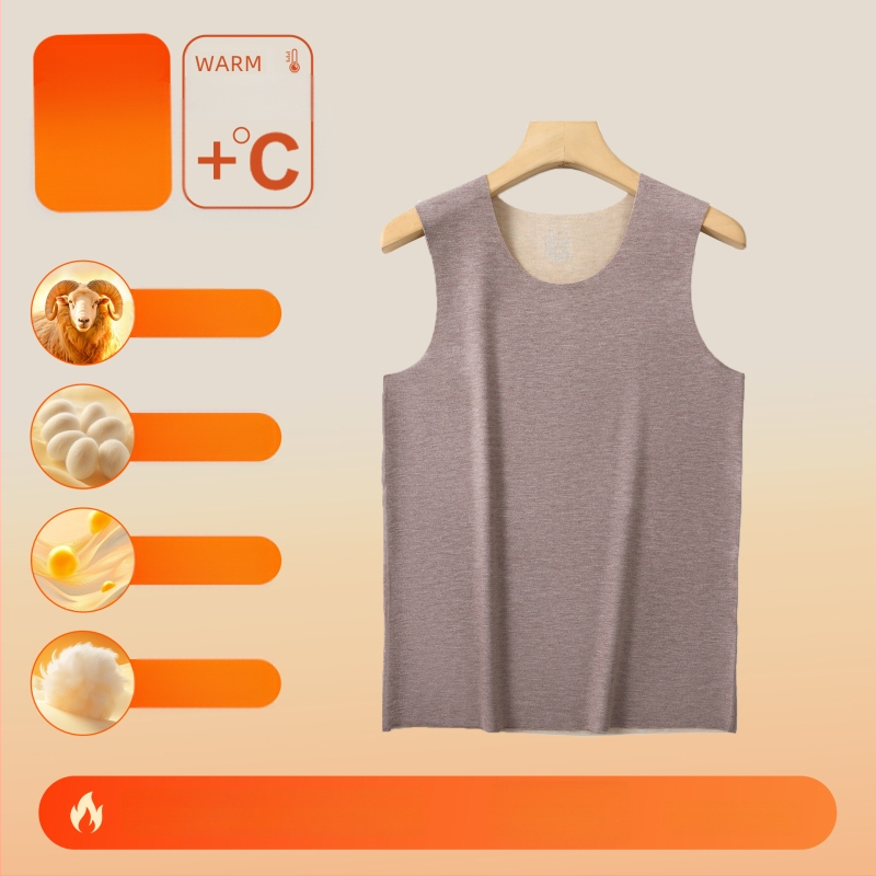 Vestă termică din material acrilic, cald, fără cusături, guler rotund