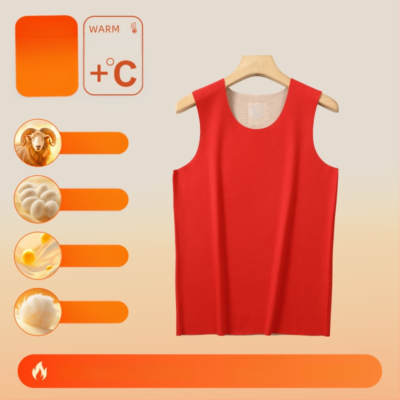 Vestă termică din material acrilic, cald, fără cusături, guler rotund