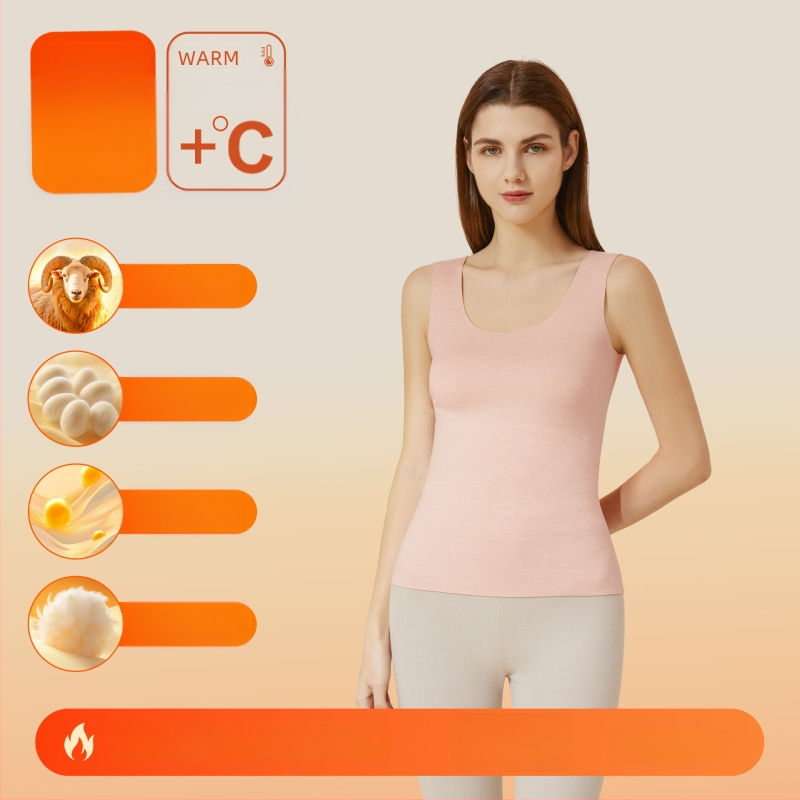 Vestă termică din material acrilic, cald, fără cusături, guler rotund