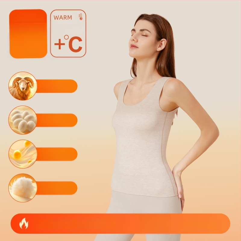 Vestă termică din material acrilic, cald, fără cusături, guler rotund