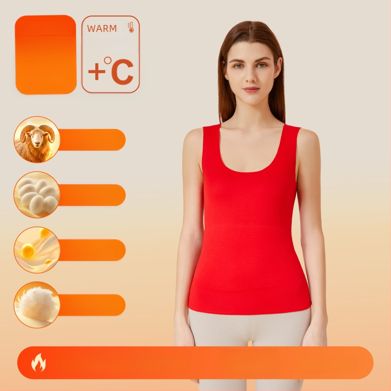 Vestă termică din material acrilic, cald, fără cusături, guler rotund