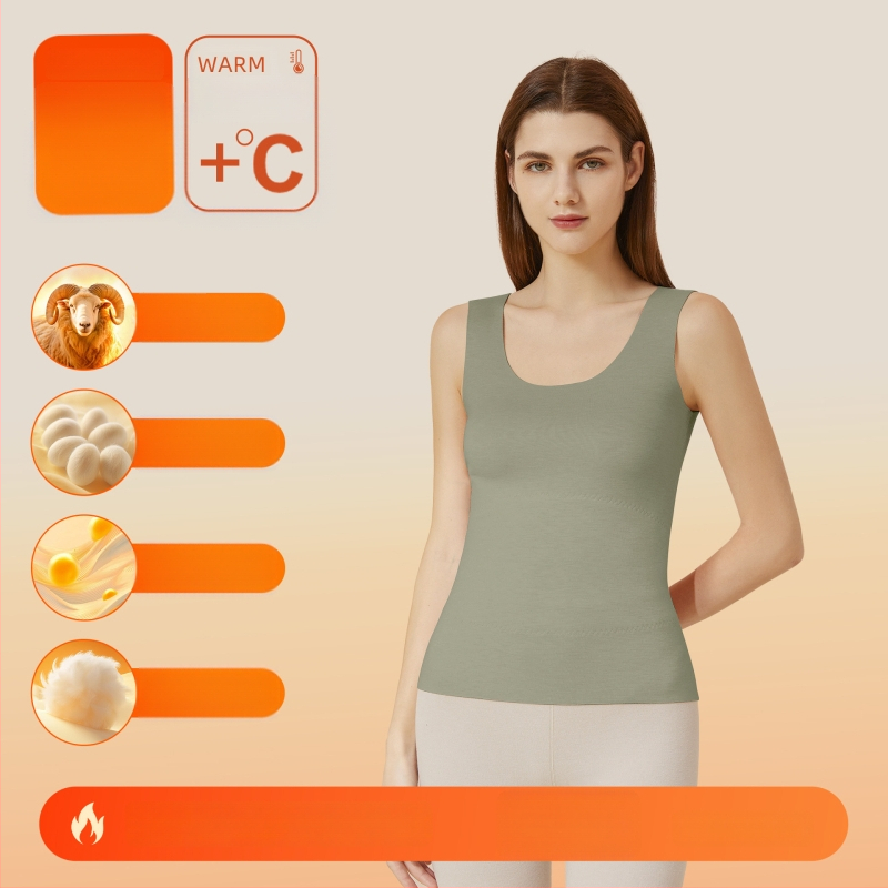 Vestă termică din material acrilic, cald, fără cusături, guler rotund