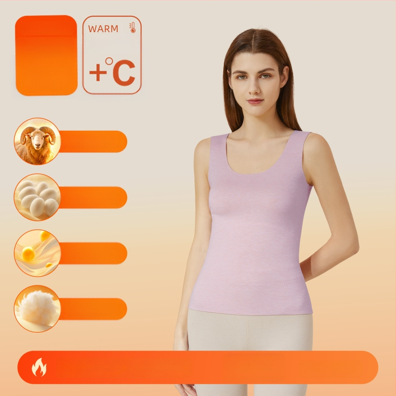 Vestă termică din material acrilic, cald, fără cusături, guler rotund