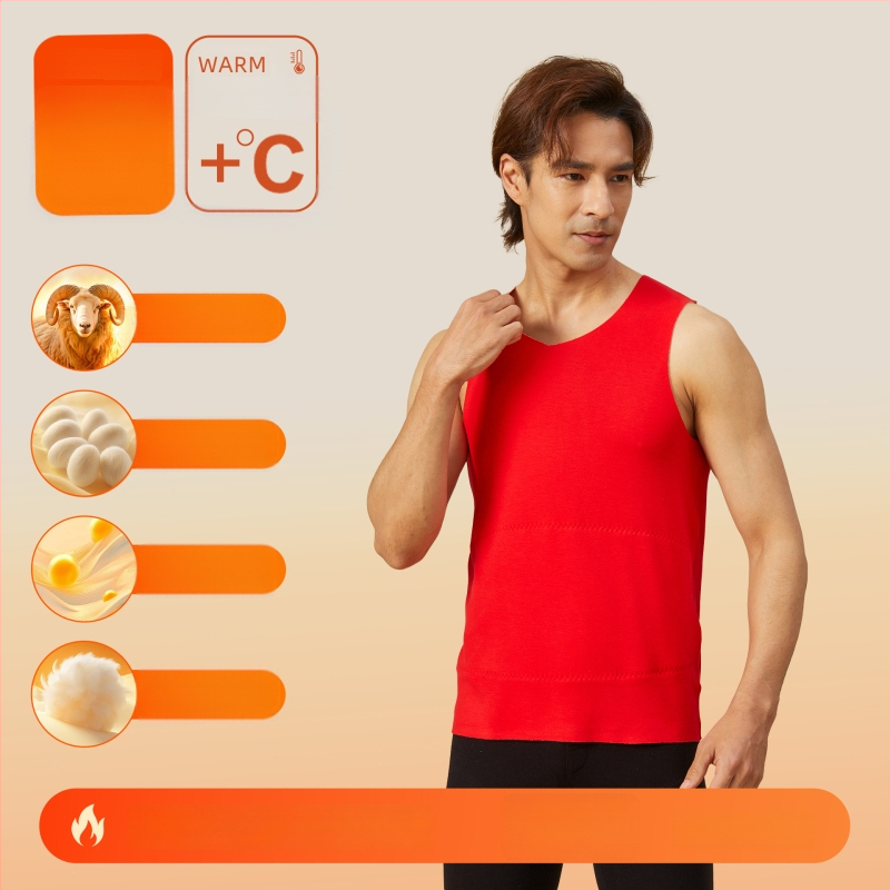 Vestă termică din material acrilic, cald, fără cusături, guler rotund