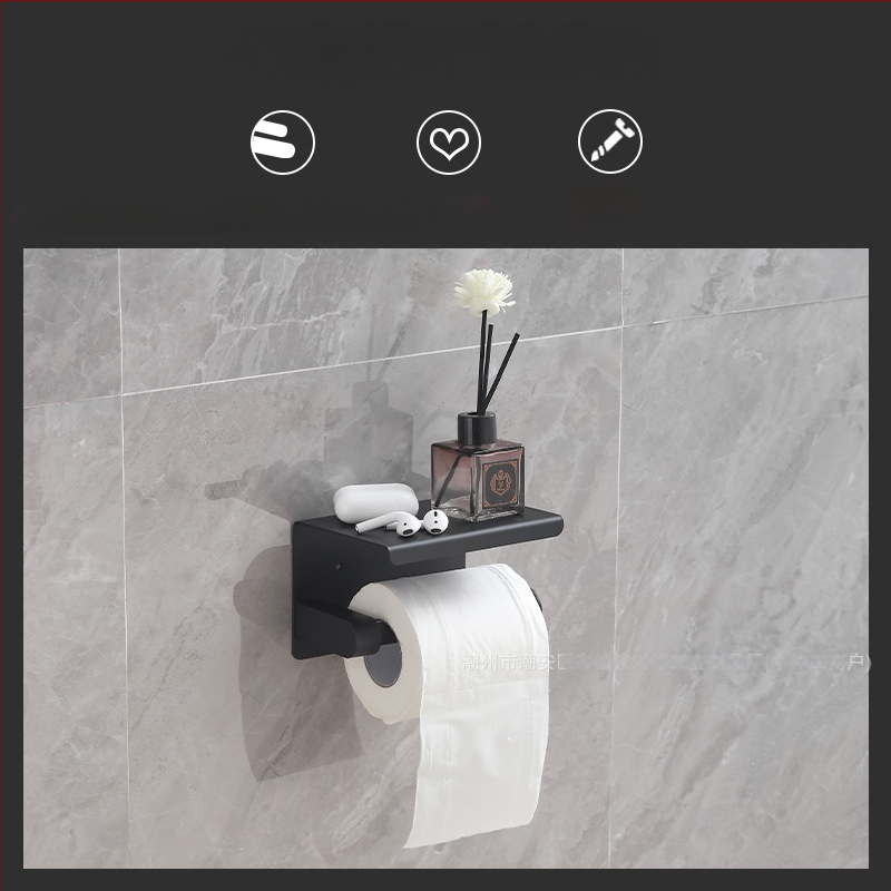 Suport din oțel inoxidabil pentru hârtie igienică și telefon, formă pătrată, finisaj lucios, stil modern minimalist