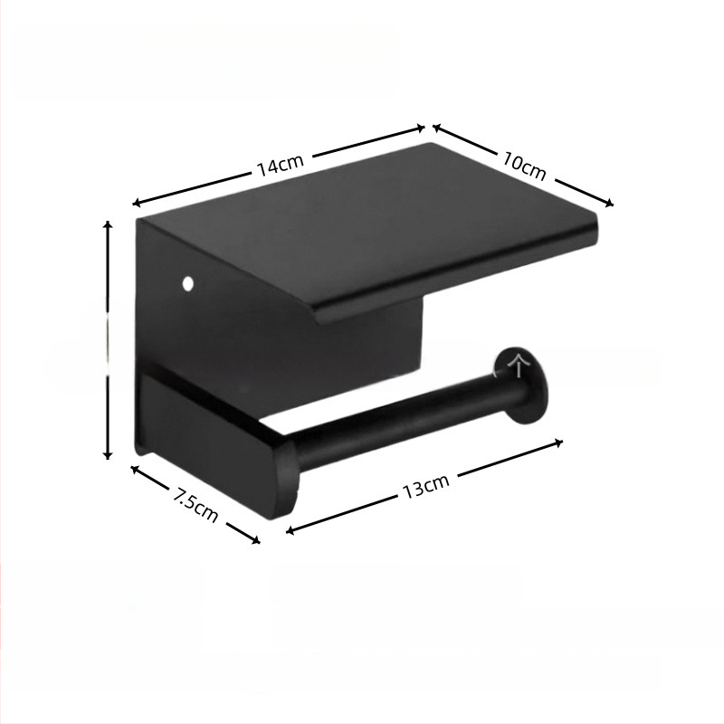 Suport din oțel inoxidabil pentru hârtie igienică și telefon, formă pătrată, finisaj lucios, stil modern minimalist