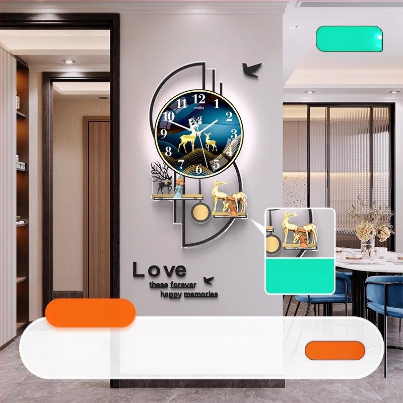 Mestida Ceas de perete – stil Nordic, afișaj cu ace, mișcare sweep, carcasă din acril, cadran din sticlă organică (acrilică), alimentare cu baterie