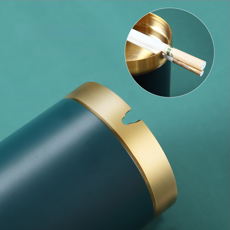 Пепелник с форма на фуния от неръждаема стомана – модерен минималистичен дизайн, за дом, офис или кола; печатано лого; подходящ за подарък