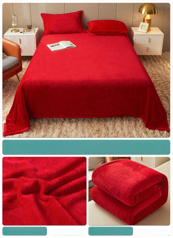 Pătură din fleece coral, culoare solidă, potrivită pentru primăvară și toamnă, personalizabilă, stil simplu și modern