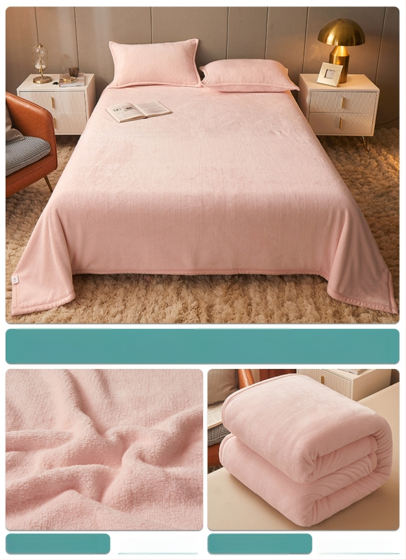 Pătură din fleece coral, culoare solidă, potrivită pentru primăvară și toamnă, personalizabilă, stil simplu și modern