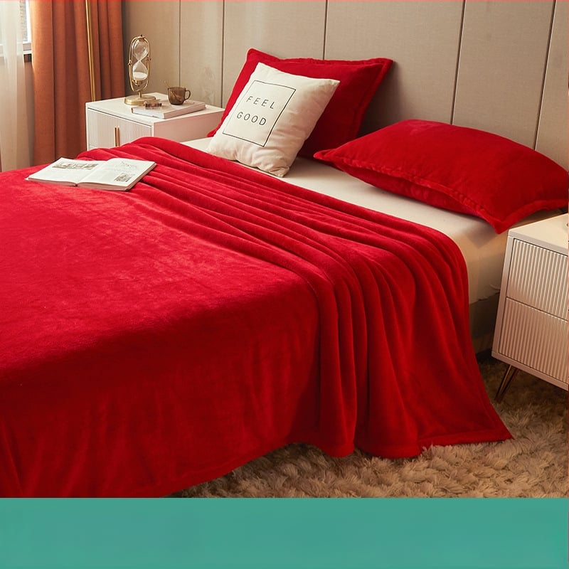 Pătură din fleece coral, culoare solidă, potrivită pentru primăvară și toamnă, personalizabilă, stil simplu și modern