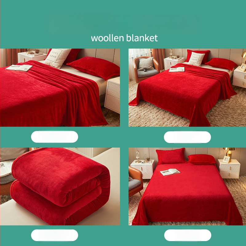 Pătură din fleece coral, culoare solidă, potrivită pentru primăvară și toamnă, personalizabilă, stil simplu și modern