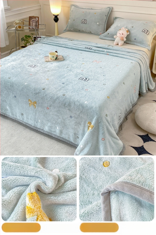 Pătură din fleece coral și lapte, patru anotimpuri, stil simplu modern, sub 300 g