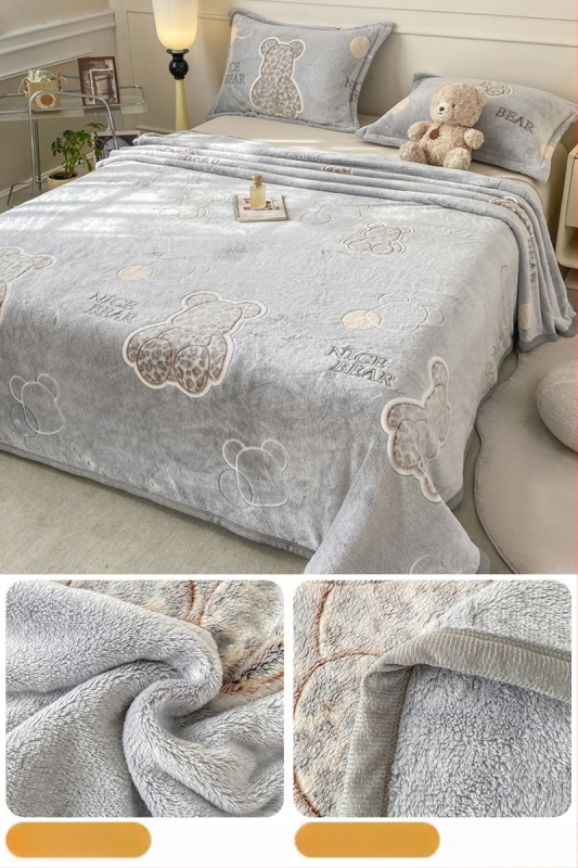 Pătură din fleece coral și lapte, patru anotimpuri, stil simplu modern, sub 300 g