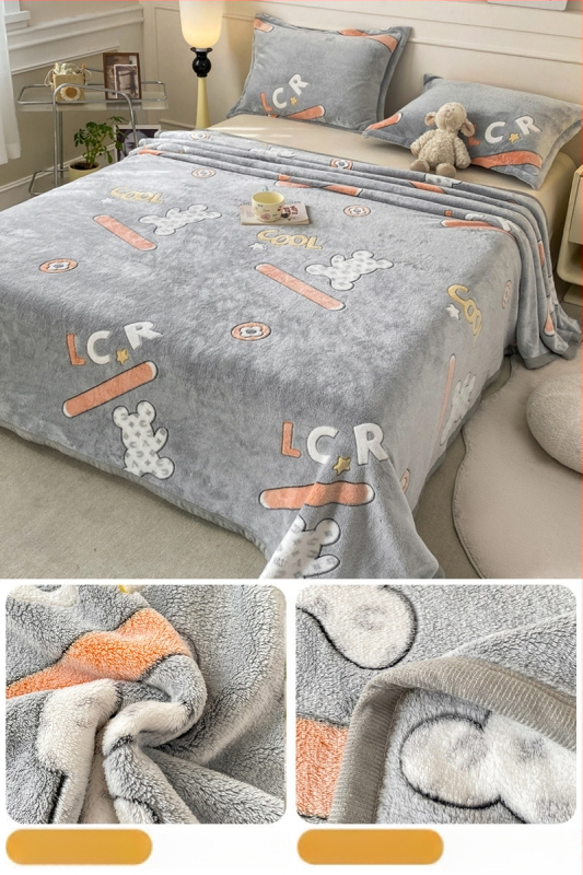 Pătură din fleece coral și lapte, patru anotimpuri, stil simplu modern, sub 300 g