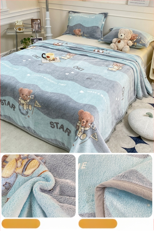 Pătură din fleece coral și lapte, patru anotimpuri, stil simplu modern, sub 300 g