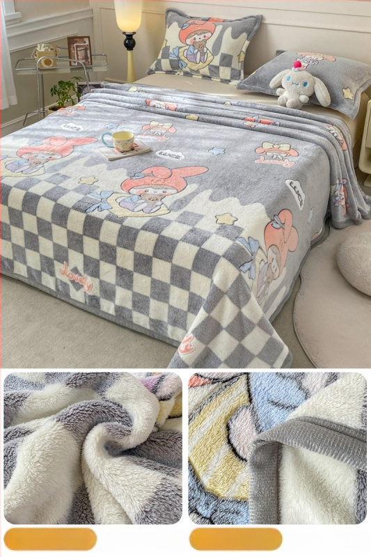 Pătură din fleece coral și lapte, patru anotimpuri, stil simplu modern, sub 300 g