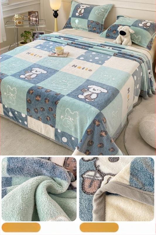 Pătură din fleece coral și lapte, patru anotimpuri, stil simplu modern, sub 300 g