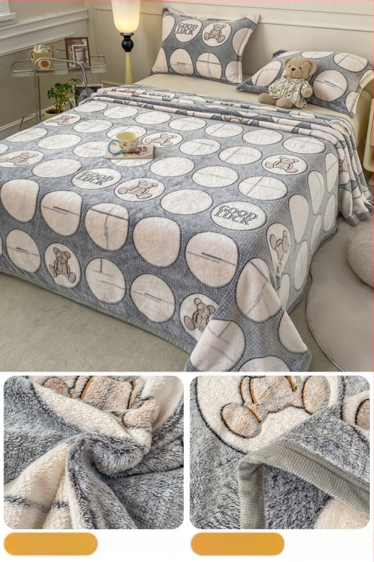 Pătură din fleece coral și lapte, patru anotimpuri, stil simplu modern, sub 300 g