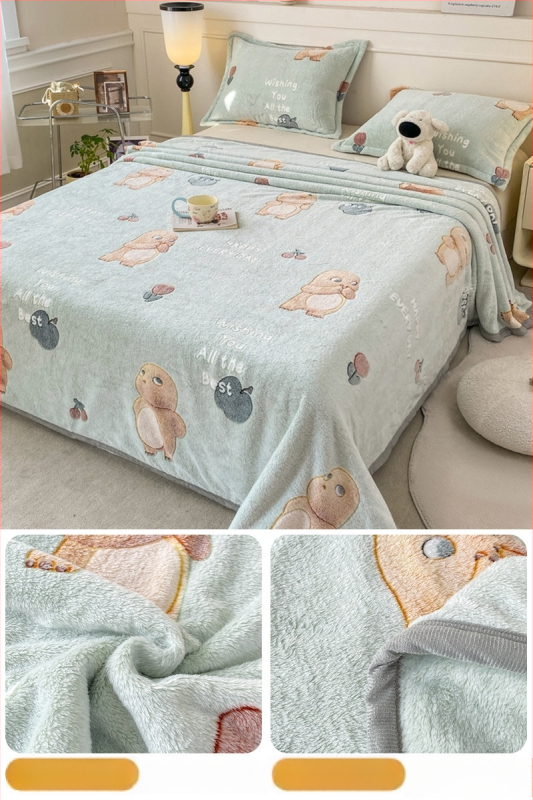 Pătură din fleece coral și lapte, patru anotimpuri, stil simplu modern, sub 300 g