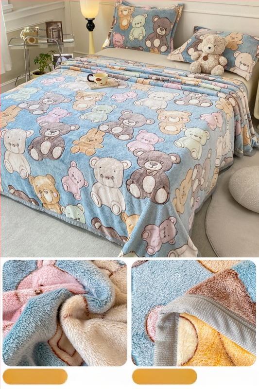 Pătură din fleece coral și lapte, patru anotimpuri, stil simplu modern, sub 300 g