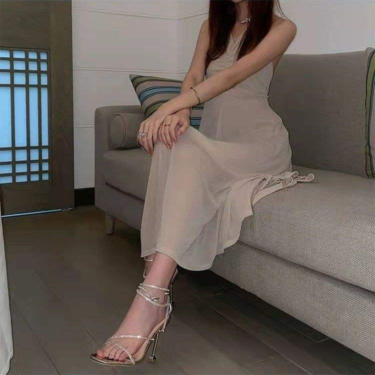 Кожени сандали с нисък клиновиден ток - Лято, Гумена подметка