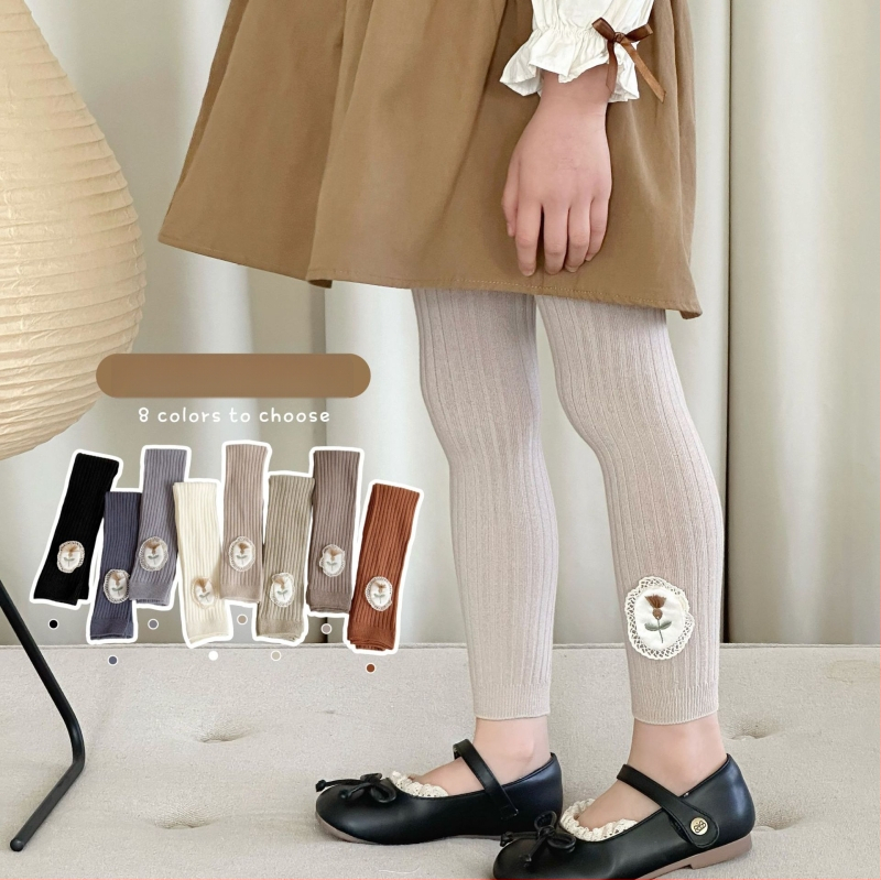 Κοριτσίστικα κολάν για κορίτσια – ψηλή μέση, μήκος 9/10, χτενισμένο βαμβάκι 77%, για ηλικίες 1–3 ετών, άνοιξη–φθινόπωρο