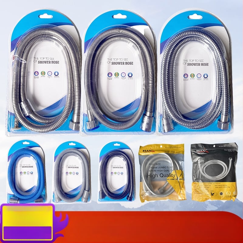 Nerezový sprchový hadič – zosilnený, odolný voči výbuchom, odolný voči vysokým teplotám, rýchle pripojenie, ručná inštalácia (Menovitý tlak 1.6 MPa; Materiál: nerezová oceľ; Konektory: nerezová oceľ)