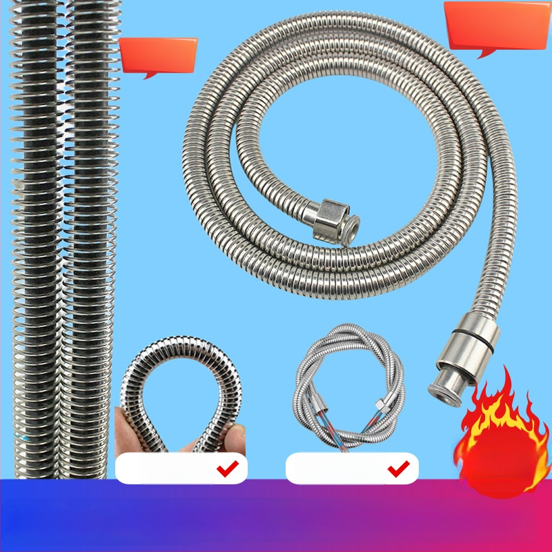 Nerezový sprchový hadič – zosilnený, odolný voči výbuchom, odolný voči vysokým teplotám, rýchle pripojenie, ručná inštalácia (Menovitý tlak 1.6 MPa; Materiál: nerezová oceľ; Konektory: nerezová oceľ)