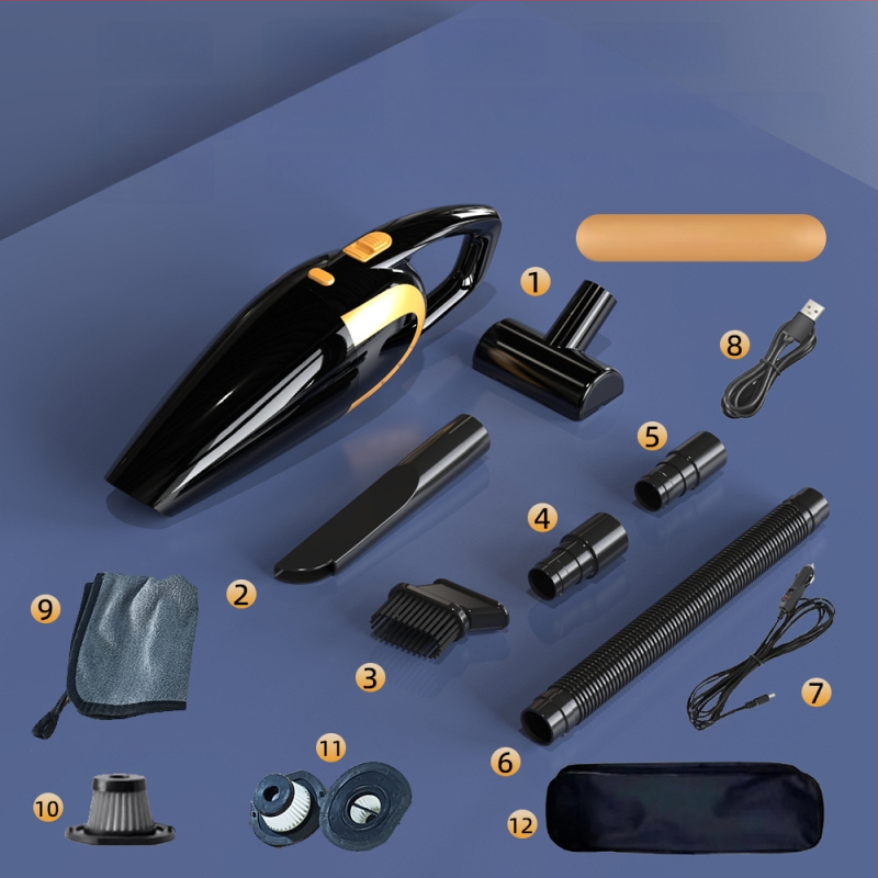 Aspirator portabil dual pentru casă și mașină, cu baterie reîncărcabilă, aspirare puternică (12V, 120W, 18000 Pa, 20 de minute autonomie, filtru HEPA)