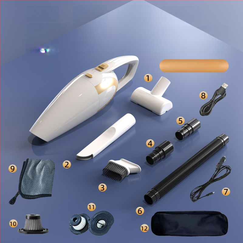 Aspirator portabil dual pentru casă și mașină, cu baterie reîncărcabilă, aspirare puternică (12V, 120W, 18000 Pa, 20 de minute autonomie, filtru HEPA)