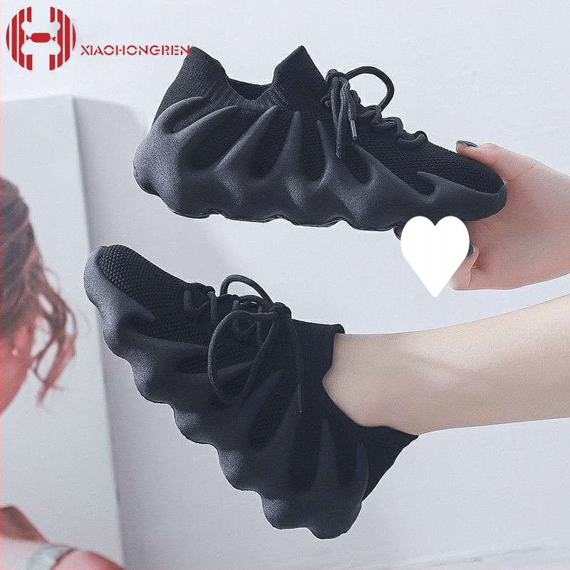 Γυναικεία ανάπνευσιμα υφασμάτινα αθλητικά παπούτσια για τρέξιμο με δερμάτινο καπάκι δακτύλου, μεσαίο ύψος, καουτσούκ σόλα, κορδόνια