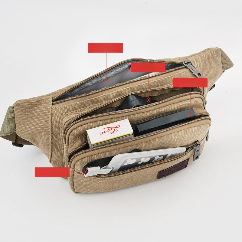 Férfi vászon övtáska, városi minimalist stílus, lélegző, ideális szabadidős utazásokhoz