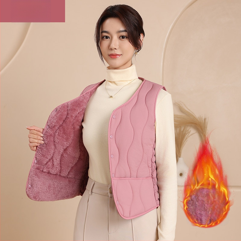 Dámska nylonová vesta s bavlnenou výplňou, výstrih do V, štíhla silueta, krátka dĺžka