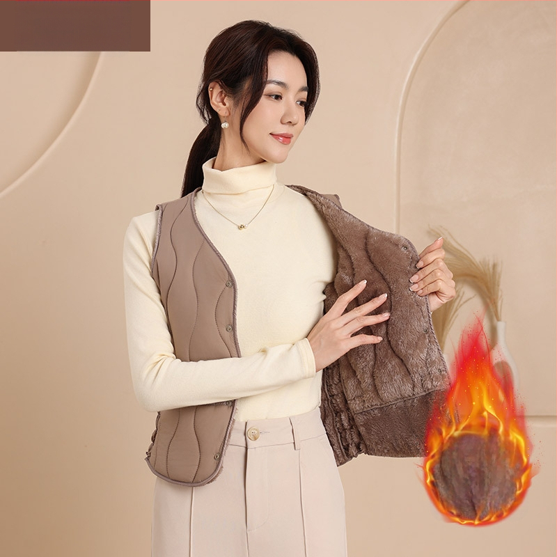 Dámska nylonová vesta s bavlnenou výplňou, výstrih do V, štíhla silueta, krátka dĺžka