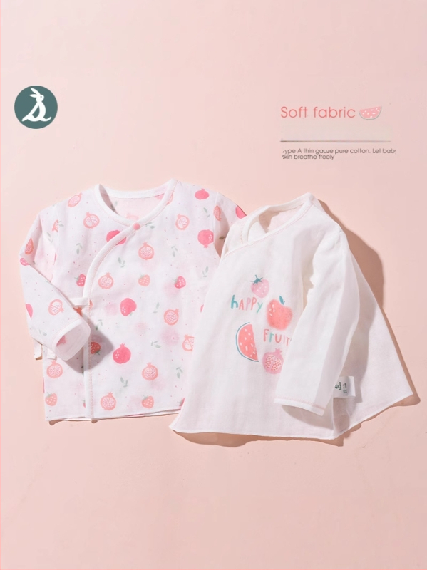 Νεογέννητο τοπ με μακριά μανίκια από γάζα βαμβακερή, 100% βαμβάκι, μαλακτωμένο ύφασμα, στρογγυλή λαιμόκοψη, καλοκαίρι