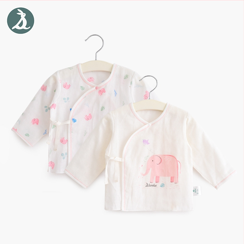 Νεογέννητο τοπ με μακριά μανίκια από γάζα βαμβακερή, 100% βαμβάκι, μαλακτωμένο ύφασμα, στρογγυλή λαιμόκοψη, καλοκαίρι