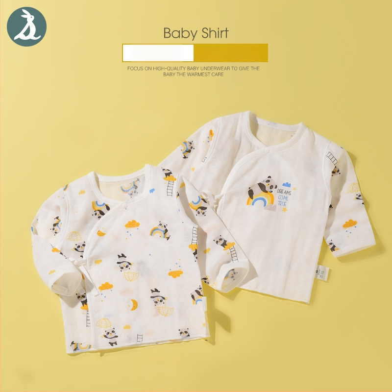 Νεογέννητο τοπ με μακριά μανίκια από γάζα βαμβακερή, 100% βαμβάκι, μαλακτωμένο ύφασμα, στρογγυλή λαιμόκοψη, καλοκαίρι