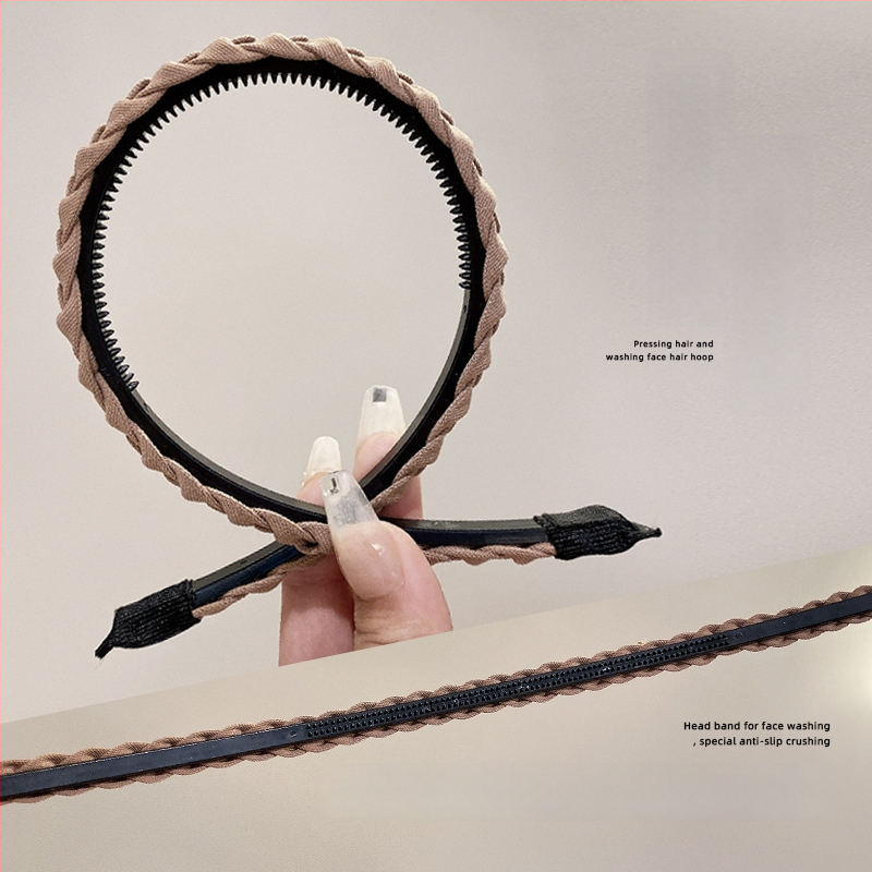 Лента за глава от плат за измиване на лице, ръчна изработка, антиплъзгаща се с зъбци, за жени