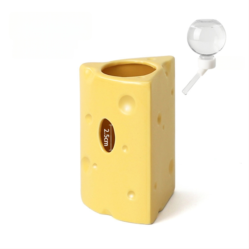 Keramické hniezdo pre škrečka v tvare syr burgeru na letné chladenie, vnútorné použitie (Materiál: keramika; Tvar: tvar syr burgeru; Ročné obdobie: leto; Štýl: kreslený; Použitie: vnútorné)