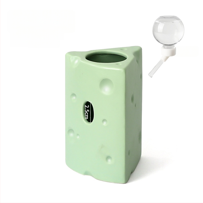 Keramické hniezdo pre škrečka v tvare syr burgeru na letné chladenie, vnútorné použitie (Materiál: keramika; Tvar: tvar syr burgeru; Ročné obdobie: leto; Štýl: kreslený; Použitie: vnútorné)