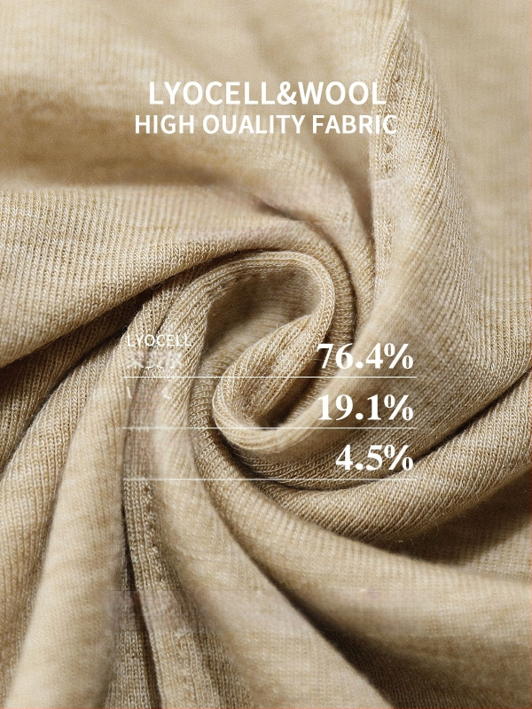 Μπλουζάκι με μακριά μανίκια από μίγμα Lyocell-μαλλιού, στενή γραμμή, στρογγυλή λαιμόκοψη, μονόχρωμο