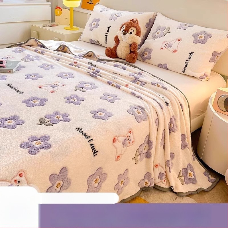 Pătură din velur laptos cu model de fulgi de zăpadă, 500–800 g, fibre chimice, stil desene animate, primăvară–toamnă
