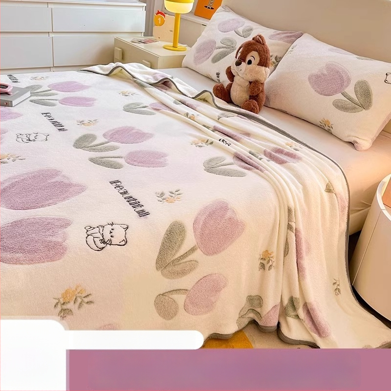 Pătură din velur laptos cu model de fulgi de zăpadă, 500–800 g, fibre chimice, stil desene animate, primăvară–toamnă