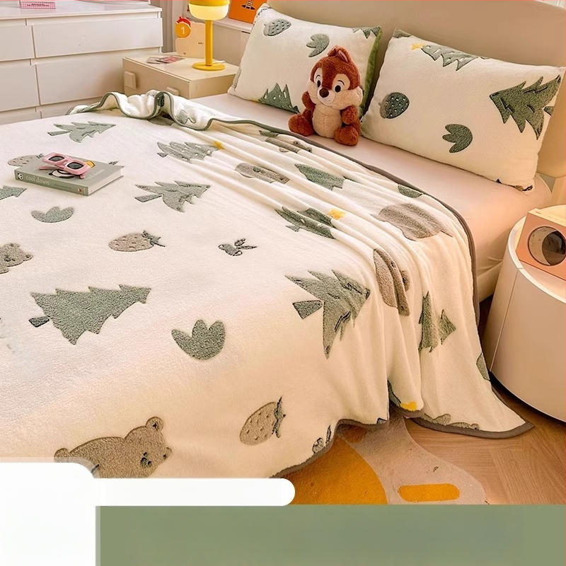 Pătură din velur laptos cu model de fulgi de zăpadă, 500–800 g, fibre chimice, stil desene animate, primăvară–toamnă