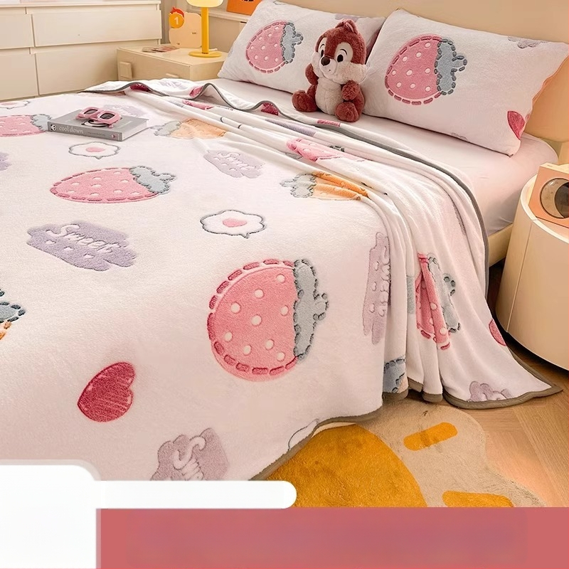 Pătură din velur laptos cu model de fulgi de zăpadă, 500–800 g, fibre chimice, stil desene animate, primăvară–toamnă