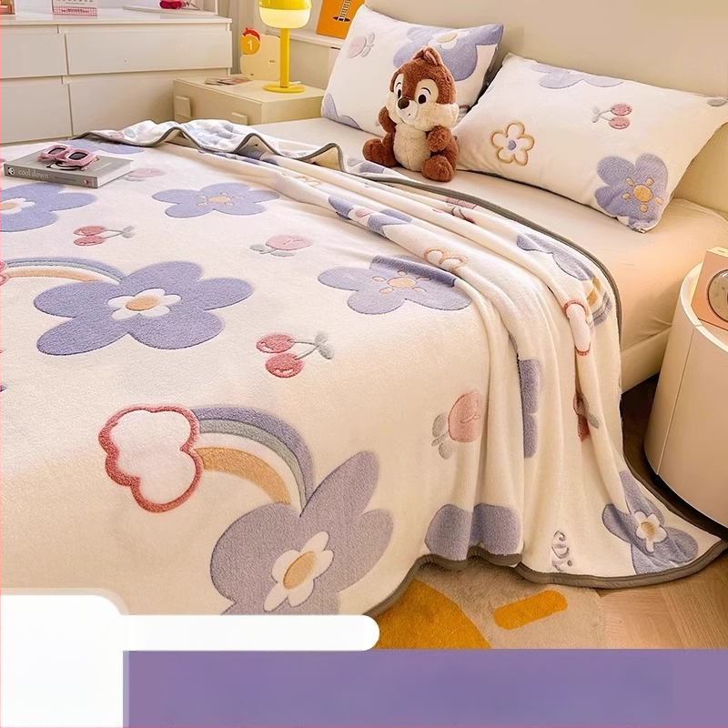 Pătură din velur laptos cu model de fulgi de zăpadă, 500–800 g, fibre chimice, stil desene animate, primăvară–toamnă