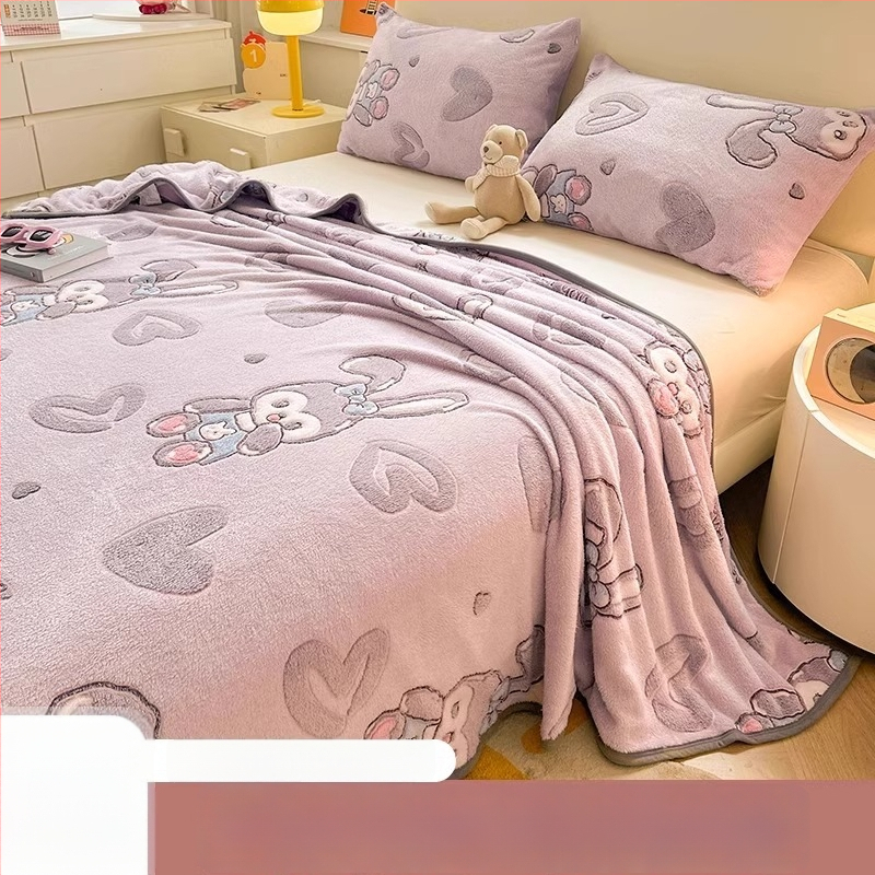 Pătură din velur laptos cu model de fulgi de zăpadă, 500–800 g, fibre chimice, stil desene animate, primăvară–toamnă