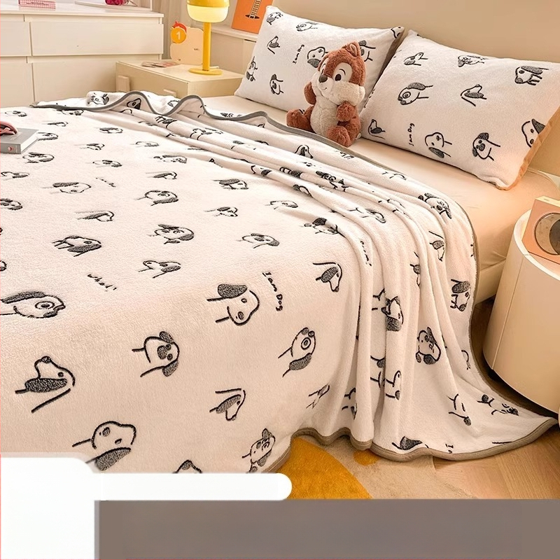 Pătură din velur laptos cu model de fulgi de zăpadă, 500–800 g, fibre chimice, stil desene animate, primăvară–toamnă